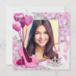 Roze Schoenen Foto Quinceanera Kaart