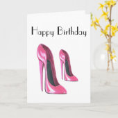 Roze schoenen Verjaardag Kaart (Gele Bloem)