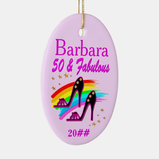 ROZE SCHOENENKONINGIN 50E GEDATEERD & GEPERSONALIS KERAMISCH ORNAMENT (Rechts)