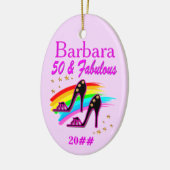 ROZE SCHOENENKONINGIN 50E GEDATEERD & GEPERSONALIS KERAMISCH ORNAMENT (Links)