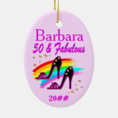 ROZE SCHOENENKONINGIN 50E GEDATEERD & GEPERSONALIS KERAMISCH ORNAMENT (Achterkant)