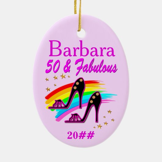 ROZE SCHOENENKONINGIN 50E GEDATEERD & GEPERSONALIS KERAMISCH ORNAMENT (Achterkant)