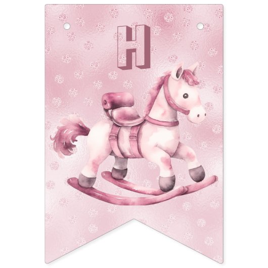 Roze schommelend paard Bunting vlag Vlaggetjes (Tweede vlag)