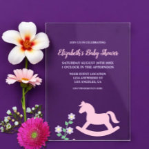 Roze Schommelend Paard Meisje Baby Shower