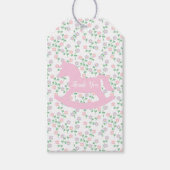 Roze Schommelend Paard Meisje Baby Shower Cadeaulabel (Voorkant)