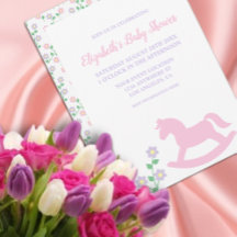 Roze Schommelend Paard Meisje Baby Shower
