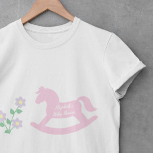 Roze Schommelend Paard Meisje Baby Shower T-shirt