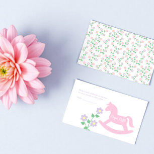 Roze Schommelend Paardenmeisje Baby Shower Luier R Informatiekaartje