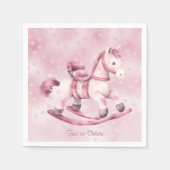 Roze schommelende paard servetten (Voorkant)