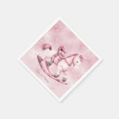 Roze schommelende paard servetten (Hoek)