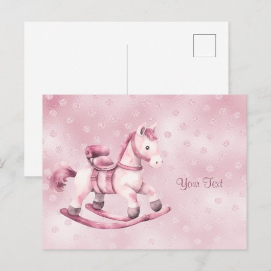 Roze Schommelpaard Ansichtkaart Briefkaart (Voorkant / Achterkant)