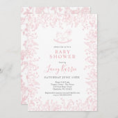 Roze schommelpaard Baby shower uitnodiging (Voorkant / Achterkant)