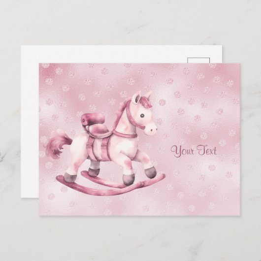 Roze schommelpaard Briefkaart (Voorkant / Achterkant)