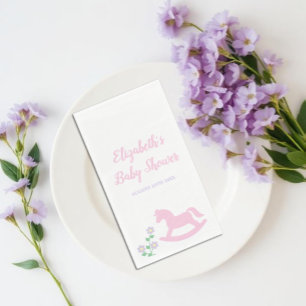 Roze Schommelpaard Meisje Baby Shower Servet