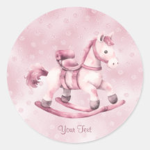 Roze schommelpaard Sticker