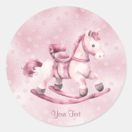 Roze schommelpaard Sticker