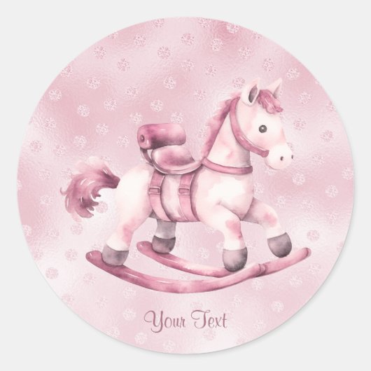 Roze schommelpaard Sticker (Voorkant)