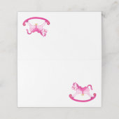 Roze schommelpaard waterverf kunst plaatskaartje (Buitenkant ongevouwen)
