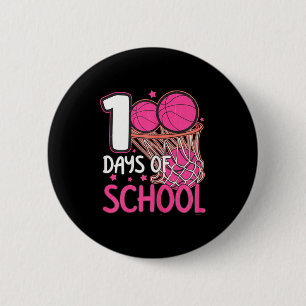 Roze School Basketbal 100 Speler Sportdagen Lachen Ronde Button 5,7 Cm