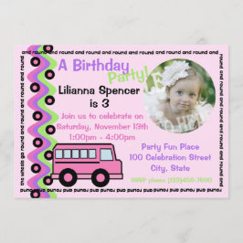 Roze School Bus Wielen met Foto Kaart