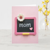 Roze schoolbord Moeder kaart (Gele Bloem)