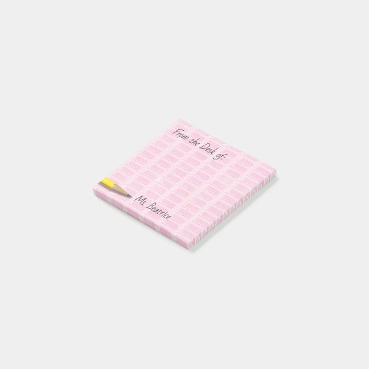 Roze schoolgumpers Naam 3x3 toevoegen Post-it® Notes (Schuin)