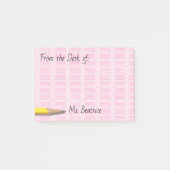 Roze schoolgumpers Naam 4x3 toevoegen Post-it® Notes (Voorkant)