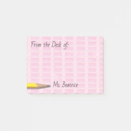 Roze schoolgumpers Naam 4x3 toevoegen Post-it® Notes