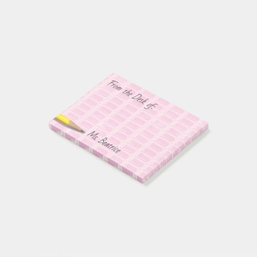 Roze schoolgumpers Naam 4x3 toevoegen Post-it® Notes (Schuin)