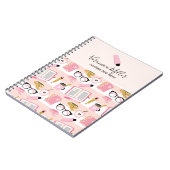 Roze schoolmeisje Notitieboek met bewerkbare naam (Linkerzijde)