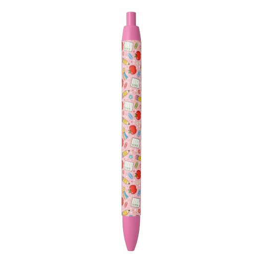 Roze schoolpen voor kinderen zwarte inkt pen (Voorkant Verticaal)