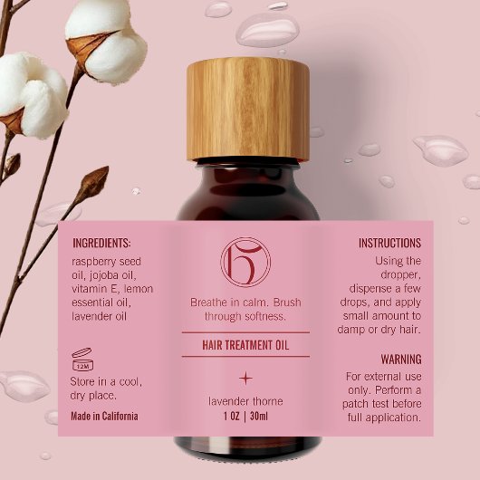 Roze Schoonheid 1 OZ/30ml Fles Waterdicht Label