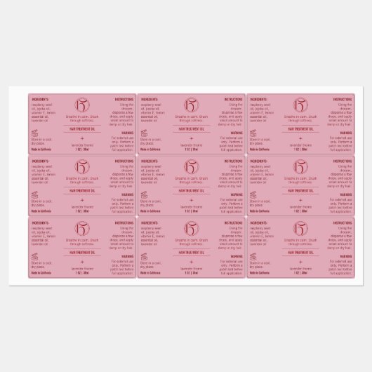 Roze Schoonheid 1 OZ/30ml Fles Waterdicht Label (Vel)