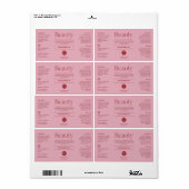 Roze Schoonheid Fles Productlabel Etiket (Full Sheet)
