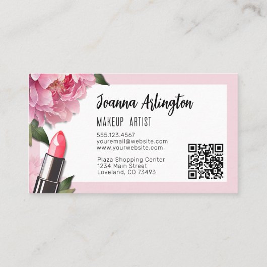 Roze schoonheid make-up artist visitekaartje (Achterkant)