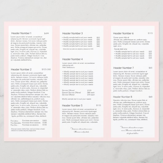 Roze schoonheid Meisje Spa Salon TriFold Brochure (Achterkant)