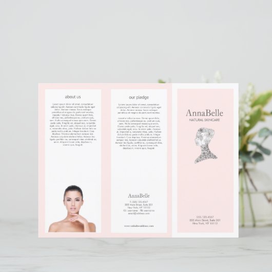 Roze schoonheid Meisje Spa Salon TriFold Brochure (Staand voorkant)