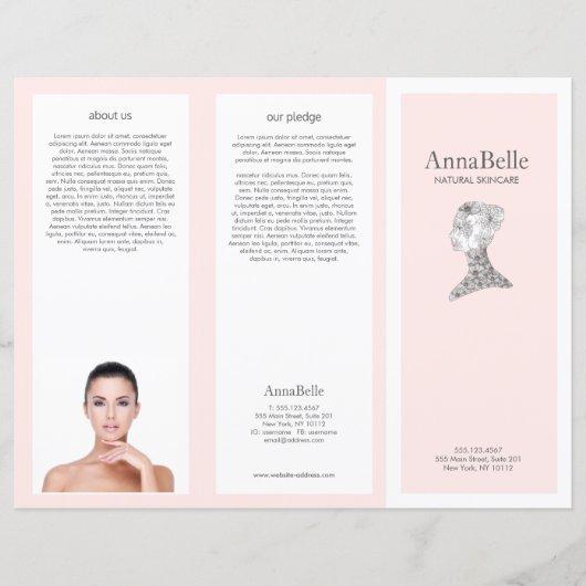Roze schoonheid Meisje Spa Salon TriFold Brochure (Voorkant)