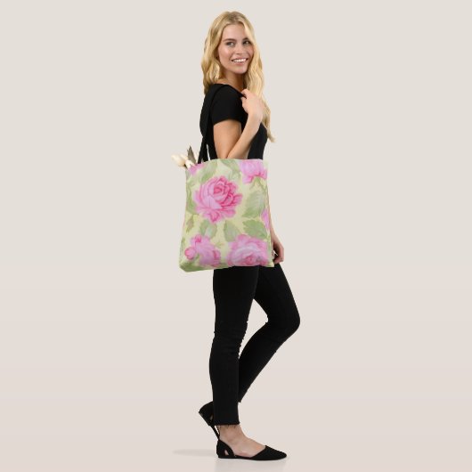 Roze schoonheid over de Canvas tas van de Druk (Op model)