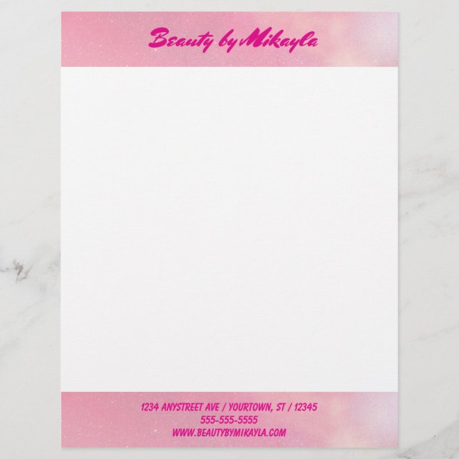 Roze Schoonheid Stylist Schoonheidsspecialiste Briefhoofd (Voorkant)
