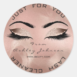 Roze schoonheidssalon Glitter Silk Gold Lash Clean Ronde Sticker