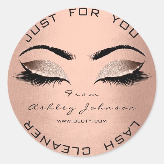 Roze schoonheidssalon Glitter Silk Gold Lash Clean Ronde Sticker (Voorkant)