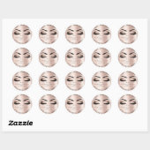 Roze schoonheidssalon Glitter Skinny Gold Lash Cle Ronde Sticker (Vel)