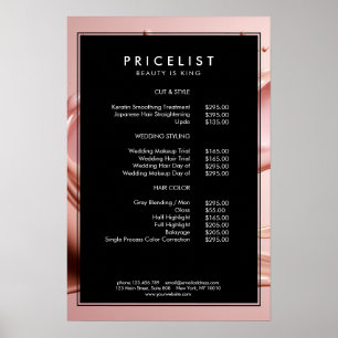 Roze Schoonheidssalon Prijslijst  Poster