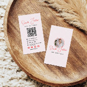 Roze Schoonheidssalon Scannable QR Code Foto Visitekaartje