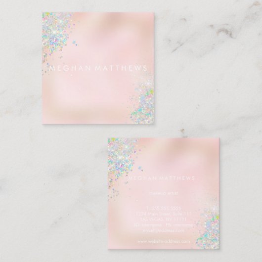 Roze schoonheidstollingsartiest vierkante visitekaartje (Voorkant / Achterkant)