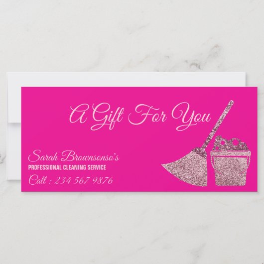 roze Schoonmaak Dienst Gift Certificate (Voorkant)