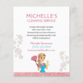 Roze schoonmaakservice voor Cartoon in het glazen  Flyer (Voorkant)