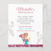 Roze schoonmaakservice voor Cartoon in het glazen  Flyer (Voorkant)