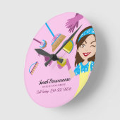 Roze schoonmaakster professioneel schoonmaken ronde klok (Hoek)